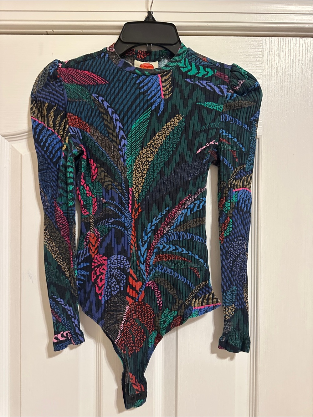 Farm Rio Amazonia Night Puff-Shoulder Bodysuit